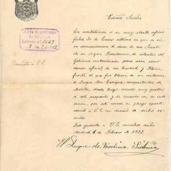 Oficio remitido por el duque de Medina Sidonia en 1913 (AGML)