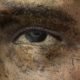 Ánima del purgatorio. Detalle del ojo de cabeza masculina.Fotografía de Miguel Gómez Bernardi.