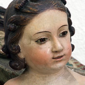 Virgen del Carmen. Detalle del rostro del Niño. Fotografía de Miguel Gómez Bernardi.